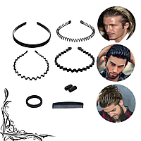 Набір чоловічих обручів для волосся Wen Yi David Black метал каучук пластик