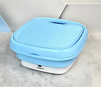 Мини стиральная машина автомат переносная голубая складная стиралка Folding washing machine 8 литров
