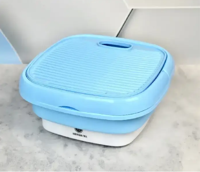 Мини стиральная машина автомат переносная голубая складная стиралка Folding washing machine 8 литров - фото 1 - id-p2198209035