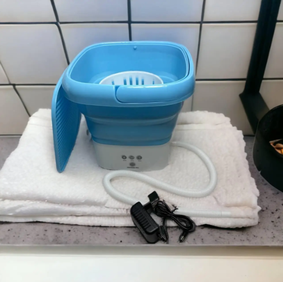Мини стиральная машина автомат переносная голубая складная стиралка Folding washing machine 8 литров - фото 10 - id-p2198209035