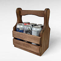 Дерев'яний ящик для пива Сувенірний переносний для 6 пивних бутилок або банок Подарунок для чоловіка Ручна робота