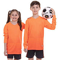 Форма футбольная детская с длинным рукавом Zelart CO-1908B-1 размер 28, рост 140-145 цвет оранжевый-черный sl