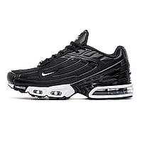 Мужские кроссовки Nike Air Max TN Plus 3 Leather Black White / Найк Айр Макс черно-серые