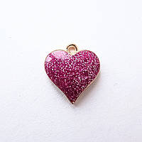 Подвеска Finding Кулон шарм сердце Золотая пурпурная эмаль с блестками 17 мм x 16 мм