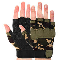 Перчатки тактические с открытыми пальцами Zelart BC-8789 цвет камуфляж sl