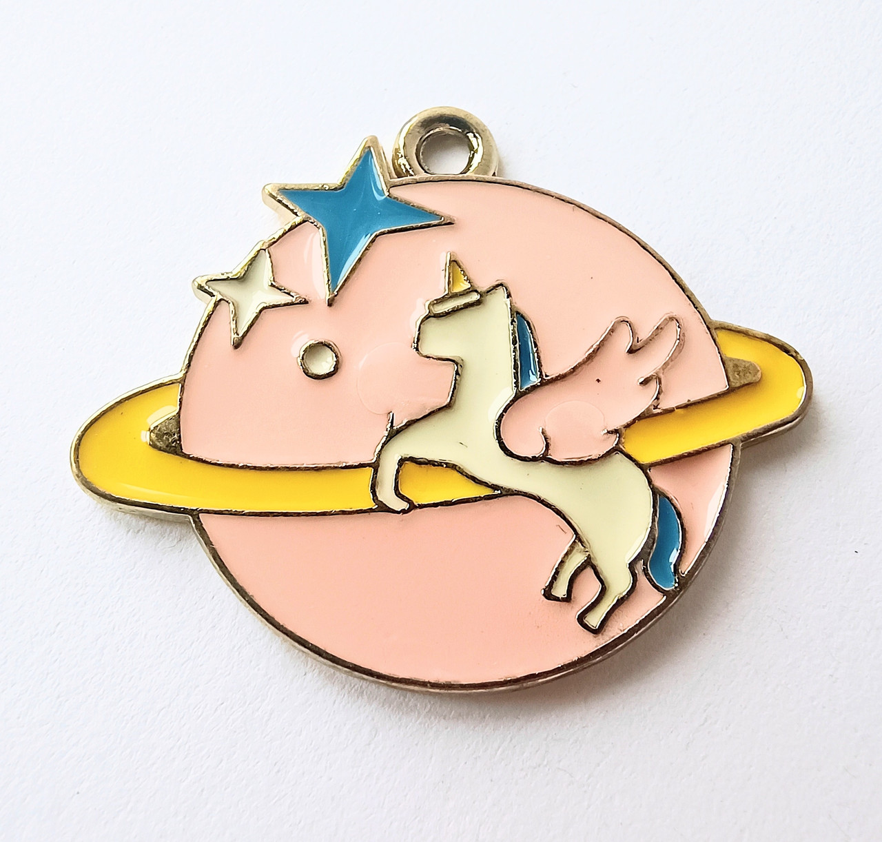 Підвіска Finding Кулон шарм планета зірка єдиноріг Золотистий біла жовта рожева синя емаль 27.5 мм x 33 мм