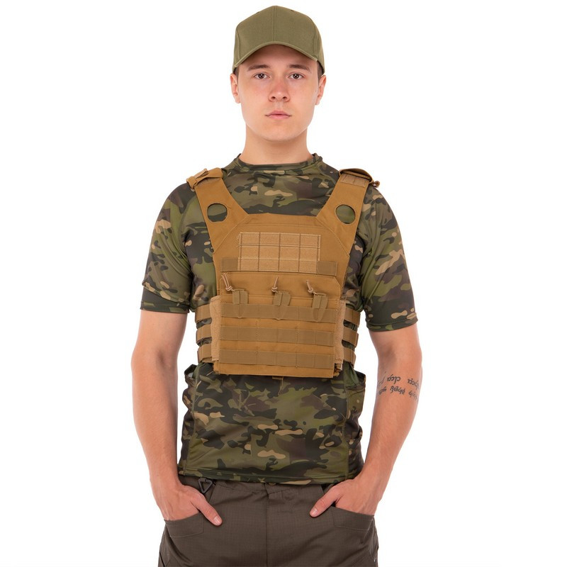 Плитоноска для бронепластин с системой MOLLE Military Rangers ZK-28 цвет оливковый sl - фото 6 - id-p2198235499