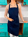 Синій фартух з саржі без друку, фото 4