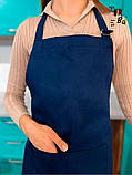 Синій фартух з саржі без друку, фото 6