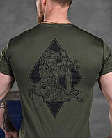 Військова футболка вологовідвідна Sunset Goons олива, футболка coolmax тактична хакі з принтом