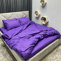 Полуторный однотонный комплект постельного белья 150х220 Сиреневый фиолетовый бязь голд люкс Виталина