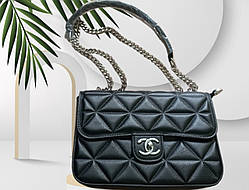 Сумка крос-боді каркасна чорна на ланцюжку жіноча