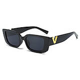 Жіночі сонцезахисні окуляри чорні з V вирізом У2К, фото 3