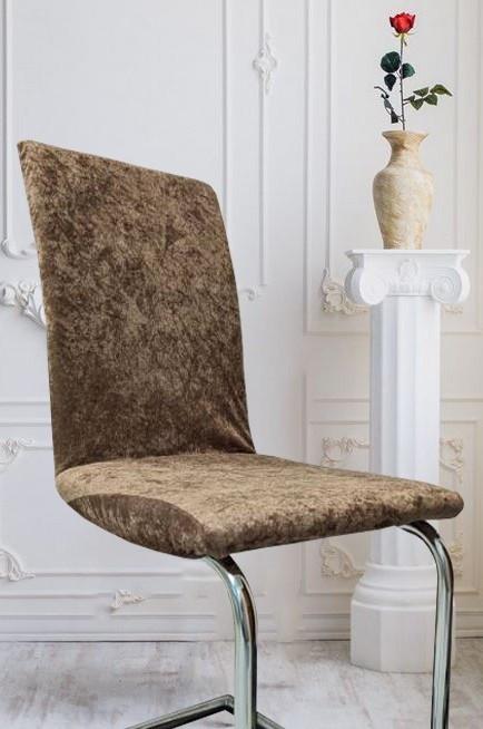 Чохол на стілець універсальний Evibu Туреччина Велюр 50722 світло-коричневий