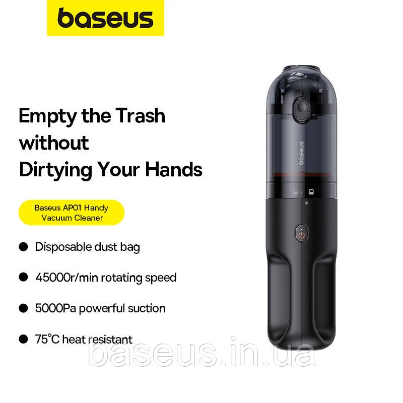 Автомобільний пилосос Baseus AP01 Handy Vacuum Cleaner |5Kpa, 85W| (C30450100111-00) black, фото 1