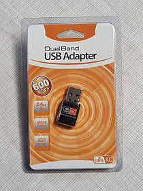 USB WiFi адаптер дводіапазонний 2,4/5,0 ГГц AC600M RTL8811 600Mbps