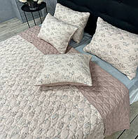 Сатиновое стеганое покрывало на кровать евро размер, прошитое покрывало с двумя подушками 40x60 см в комплекте