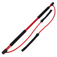 Палка гимнастическая бодибар для фитнеса с эспандерами Body Shaper Stick PS F-932 1м черный-красный sl