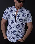 Біла літня рубашка на кнопках з модним принтом S M L XL XXL 01-164-821, фото 3