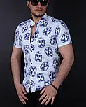 Біла літня рубашка на кнопках з модним принтом S M L XL XXL 01-164-821, фото 4