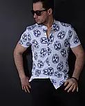 Біла літня рубашка на кнопках з модним принтом S M L XL XXL 01-164-821, фото 5