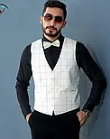 Жилетка кольору айвері у велику клітинку S L XXL 02-J1-043, фото 4