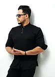 Сорочка дизайнерська на ґудзиках із класичним коміром чорна M L XL XXL 3XL 80-89-602, фото 3