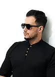 Сорочка дизайнерська на ґудзиках із класичним коміром чорна M L XL XXL 3XL 80-89-602, фото 4