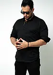 Сорочка дизайнерська на ґудзиках із класичним коміром чорна M L XL XXL 3XL 80-89-602, фото 5