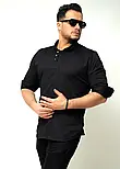 Сорочка дизайнерська на ґудзиках із класичним коміром чорна M L XL XXL 3XL 80-89-602, фото 6