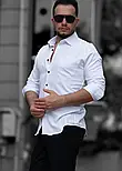 Модна біла сорочка чоловіча з кишенею M L XXL 3XL 01-71-502, фото 4