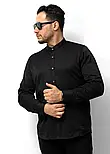 Чорна базова приталена сорочка без коміра M L XL XXL 3XL 80-28-401, фото 2