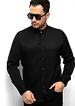 Чорна базова приталена сорочка без коміра M L XL XXL 3XL 80-28-401, фото 3