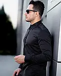 Чорна сорочка класична приталена L XL XXL 3XL 80-27-401, фото 3