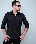 Чорна сорочка класична приталена L XL XXL 3XL 80-27-401, фото 5