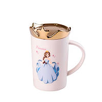 Оригинальная чашка , керамическая чашка,400мл с крышкой ,милым декоративным оформлением,Princess
