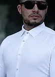 Біла сорочка на дизайнерських кнопках M L XL XXL 01-24-401, фото 4