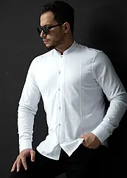Біла строга приталена сорочка  M L XL XXL 3XL 01-220-502