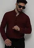 Лляна сорочка чоловіча кольору бордо M L XL 44-91-705, фото 5