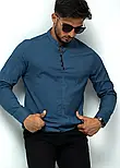 Модна сорочка з дизайнерською застібкою Rubaska синя XXL 3XL 29-109-502, фото 3