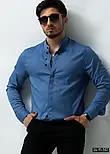 Чоловіча Сорочка Слім-Фіт Небесно-Синя з Стійкою M L XL XXL 3XL 24-91-502, фото 4