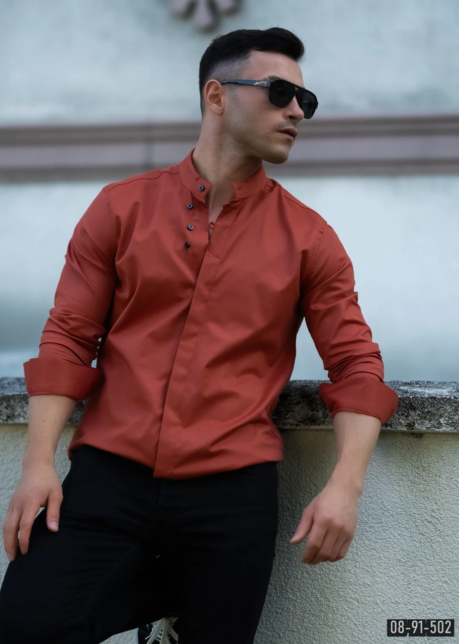 Сорочка чоловіча червона Rubaska M L XL  XXL  3XL 08-91-502, фото 1