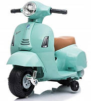 Дитячий електричний скутер Bobo-San Vespa H1 аккумуляторный з світловими та звуковими ефектами м'ятний