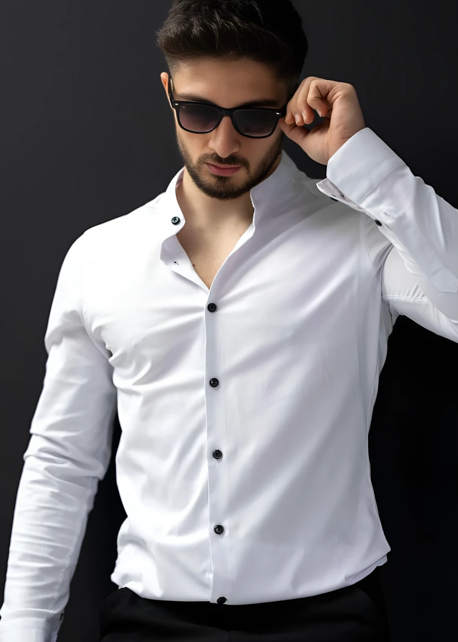 Сорочка чоловіча зі стійкою біла XXL 3XL 01-33-401, фото 1