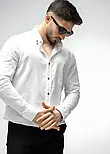 Легка котонова сорочка білого кольору з класичним коміром  M L XL XXL 01-22-705, фото 3