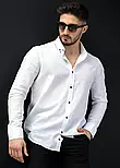 Легка котонова сорочка білого кольору з класичним коміром  M L XL XXL 01-22-705, фото 4