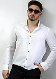 Легка котонова сорочка білого кольору з класичним коміром  M L XL XXL 01-22-705, фото 5