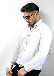 Легка котонова сорочка білого кольору з класичним коміром  M L XL XXL 01-22-705, фото 6