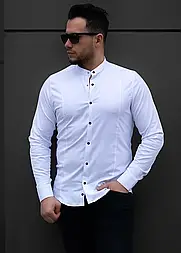 Біла сорочка приталена на кнопках із модними виточками L XXL 3XL 01-03-4012