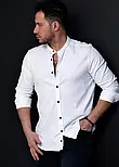 Біла святкова сорочка з м'якої бавовни M L XL XXL 3XL 01-210-502, фото 3